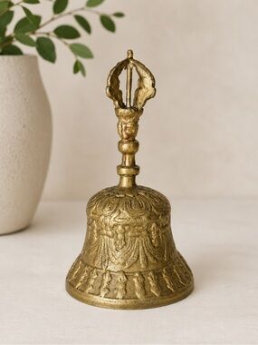 Antique Tibetan Buddhist Bronze Bell Ghanta & Vajra Hand bell